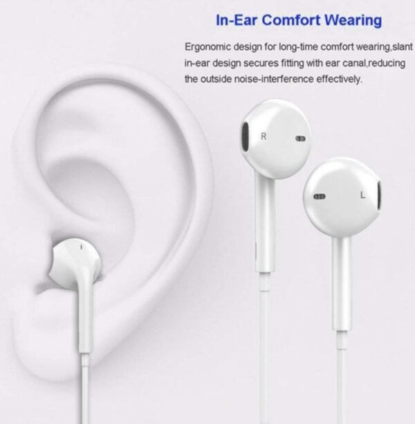 Wired In-Ear Earphones for Apple iPhone White - Image 2