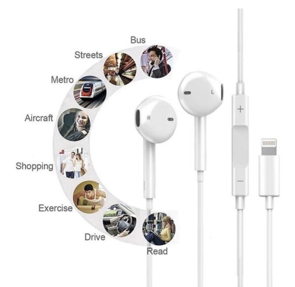 Wired In-Ear Earphones for Apple iPhone White - Image 5
