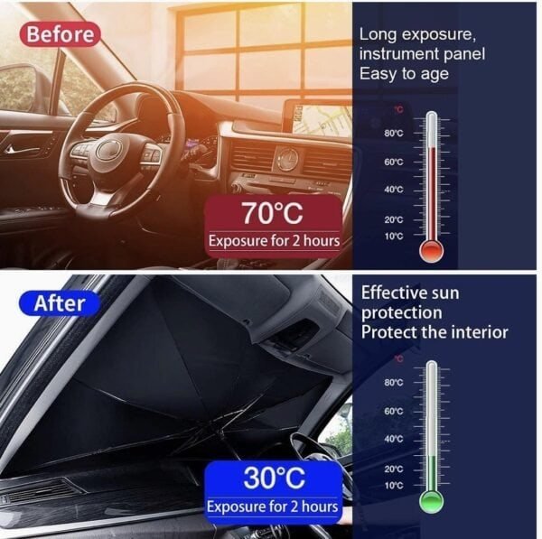 2 Pieces Windshield Sun Shade Foldable - Image 3