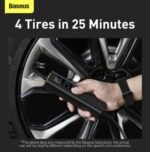 Super Mini Inflator Tyre Pump 15sec Fast Inflation, 4 Tires in 25 Minutes Black