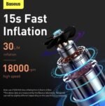 Super Mini Inflator Tyre Pump 15sec Fast Inflation, 4 Tires in 25 Minutes Black - Image 3
