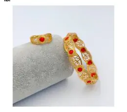 Red Stone Bracelet with Ring