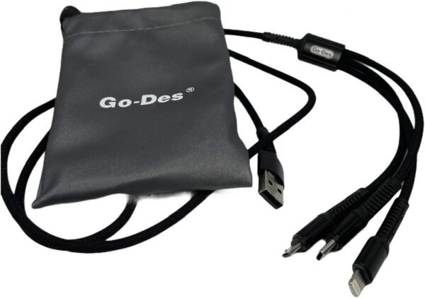 Go-Des 3 in one Phone charging cable type C ios and Micro Usb - Image 3