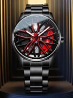 360 ° Rotary Stainless Steel Strap Sport Car Rim Wheel Hub Quartz - Image 9