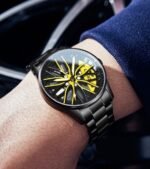 360 ° Rotary Stainless Steel Strap Sport Car Rim Wheel Hub Quartz - Image 12