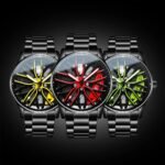 360 ° Rotary Stainless Steel Strap Sport Car Rim Wheel Hub Quartz