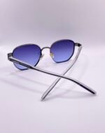 Lacoste Geometric Gunmetal Black Metal Frame Blue Gradient Lens Sunglasses - Image 3