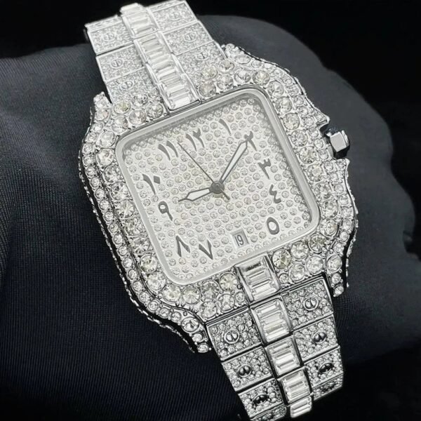 Luxury Arabic Piazza Iced Out Diamond Watch - Image 6