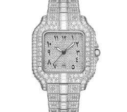 Luxury Arabic Piazza Iced Out Diamond Watch