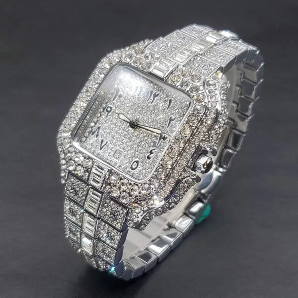 Luxury Arabic Piazza Iced Out Diamond Watch - Image 3