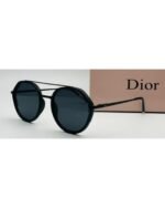 Dior Round Aviator Double Bridge Full Black Metal Frame Dark Grey Lens Sunglasses