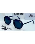 Lacoste Octagonal Geometric Black Metal Frame Dark Lens Sunglasses