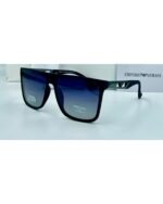Emporio Armani Flat Top Square Black Frame Blue Gradient Polarized Sunglasses