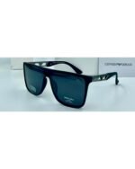 Emporio Armani Flat Top Square Full Black Polarized Sunglasses