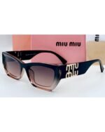 Miu Miu Cat-Eye Black and Rose Gold Acetate Gradient Lens Sunglasses