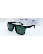 Prada Square Matte Black Frame Green Polarized Sunglasses
