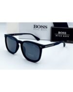 Hugo Boss Square Matte Black Frame Grey Polarized Sunglasses