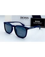 Boss Square Matte Blue Frame Grey Polarized Sunglasses