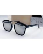 Dior Square Black Frame Silver Mirrored Lens Sunglasses
