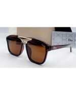 Dior Square Double-Bridge Brown Acetate Frame Brown Lens Sunglasses