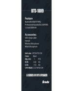 Bts-1809 Wireless Bluetooth Speaker With 2 Microphones - Image 2