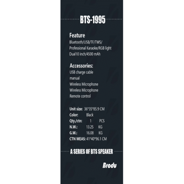 Bts-1995 Wireless Bluetooth Speaker With 2 Microphones - Image 2