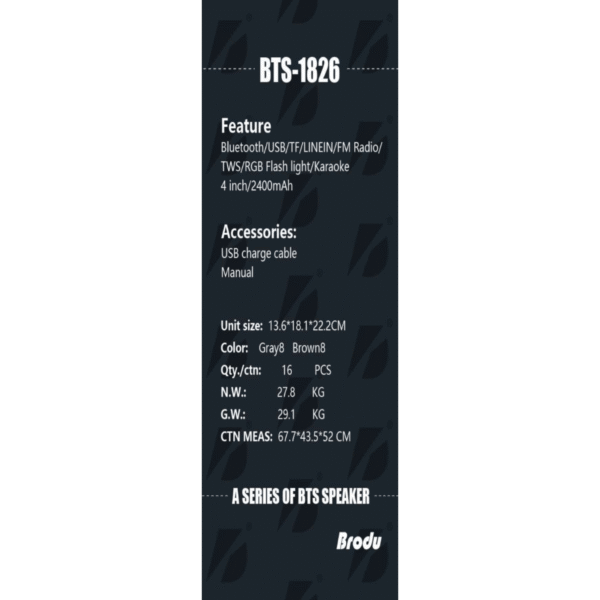 Bts-1826 Wireless Bluetooth Speaker - Image 2