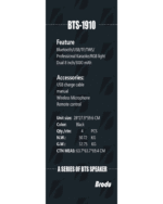 BTS-1910 Wireless Bluetooth Speaker With 2 Microphone - Image 2