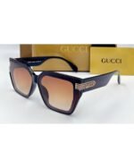 Gucci Geometric Square Brown Acetate Frame Brown Gradient Lens Sunglasses
