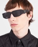 Prada PR 17WS Symbole Geometric Black Acetate Dark Grey Lens Sunglasses