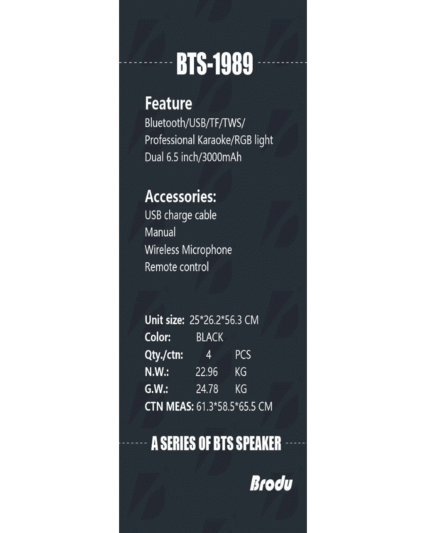 BTS-1989 Wireless Bluetooth Speaker With 2 Microphone - Image 5