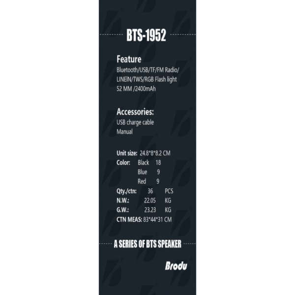 BTS-1952 Wireless Bluetooth Speaker - Image 2