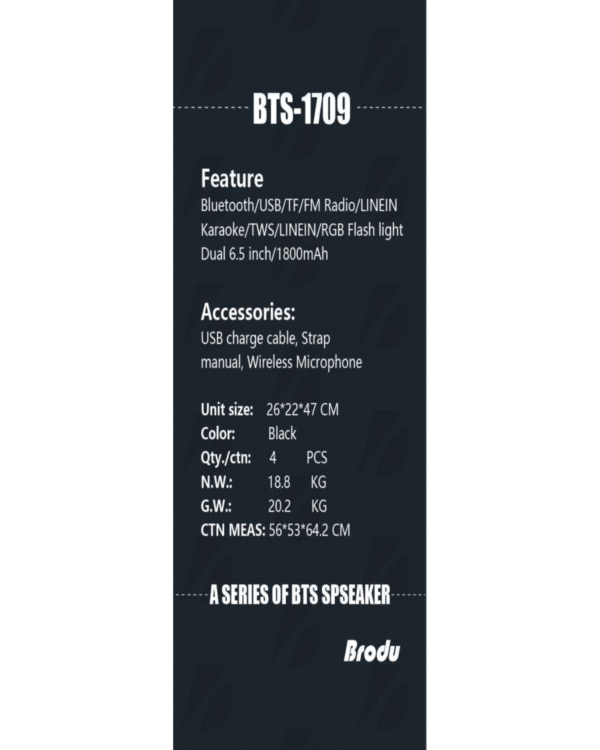 BTS-1709 Wireless Bluetooth Speaker - Image 5