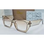 Dior Square Brown Transparent Frame Light Brown Gradient Lens Sunglasses