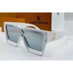 Louis Vuitton Shield Square White Acetate Frame Silver Mirrored Lens Sunglasses