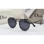 Dior Geometric Matte Black Metal Frame Grey Lens Sunglasses