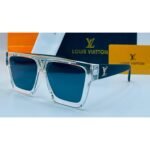Louis Vuitton Square Clear Transparent and Black Frame Blue Lens Sunglasses
