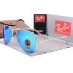 Ray-Ban Aviator Gold Metal Frame Blue Flash Mirrored Lens Sunglasses