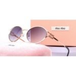 Miu Miu Round Gold Metal Frame Violet Gradient Lens Sunglasses