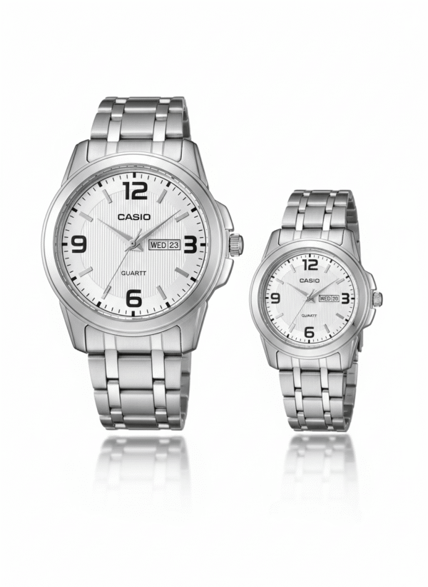 Casio Couple Watch Set – Premium Stainless Steel Design - Image 2