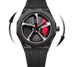 Carbon Black Sports Watch with 360° Spinning Wheel Hub