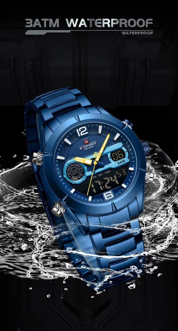 NAVIFORCE Blue Steel Dual Display Men's Watch - Image 2