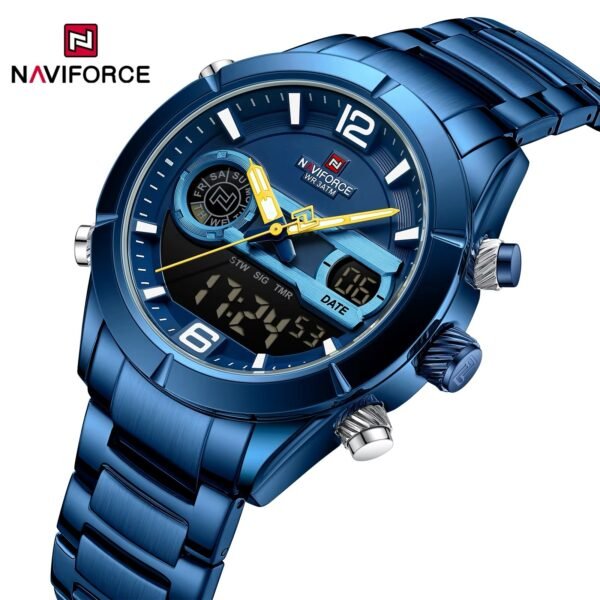 NAVIFORCE Blue Steel Dual Display Men's Watch - Image 3