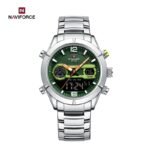 NAVIFORCE Silver & Green Men's Luxury Sports Watch