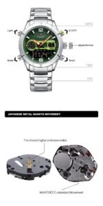 NAVIFORCE Silver & Green Men's Luxury Sports Watch - Image 5