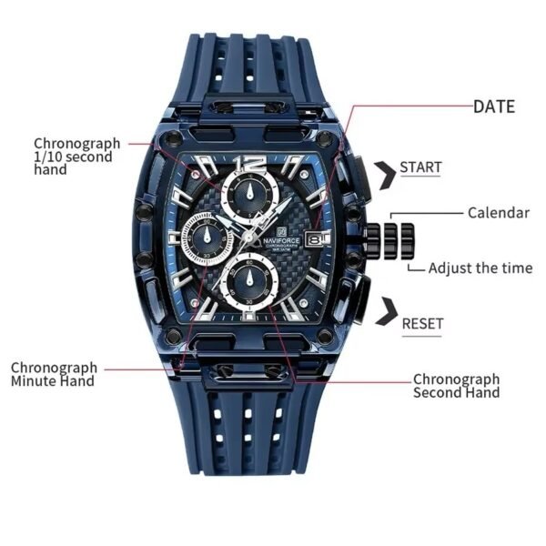 NAVIFORCE Men’s Transparent Luxury Sport Watch - Image 4