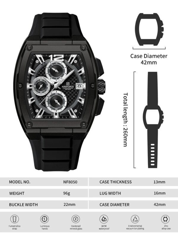 NAVIFORCE NF8038 Luxury Sport Chronograph Watch - Image 4