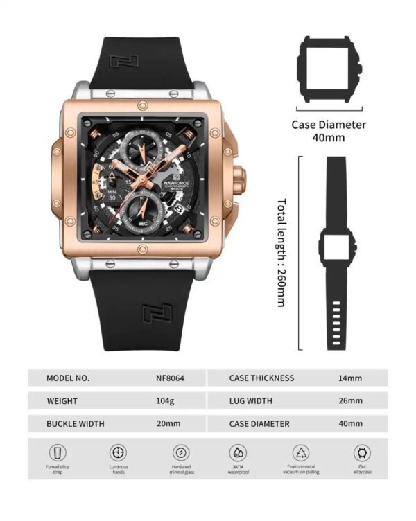 NAVIFORCE NF8035 Men's Military Sport Watch - Image 2