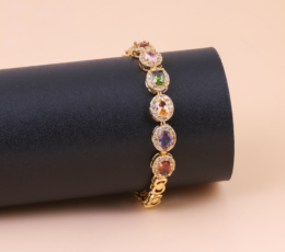 Gold-plated bracelet decorated with colorful stones
