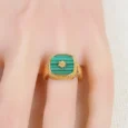 Gold Alternative Ring with Green Malachite Stone